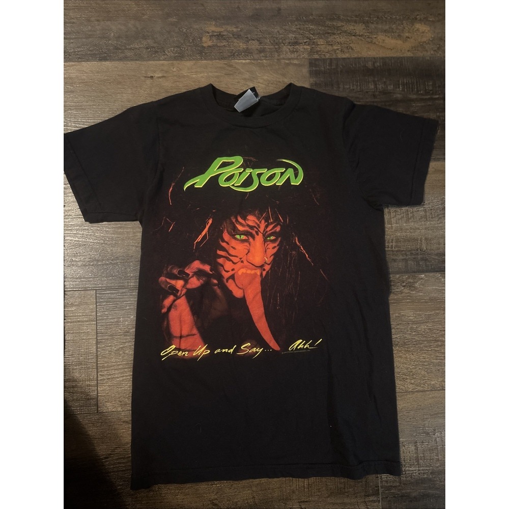 Poison Open Up And Say… Ahh Youth Large 14-16 Graphic Band Tour T-shirt 1989